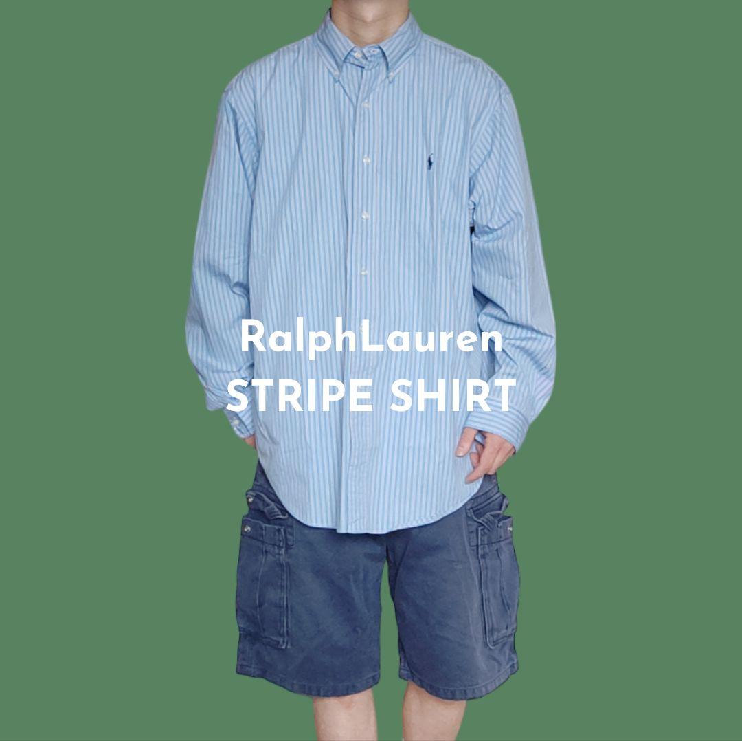 USED L Stripe bd shirt -RalphLauren-