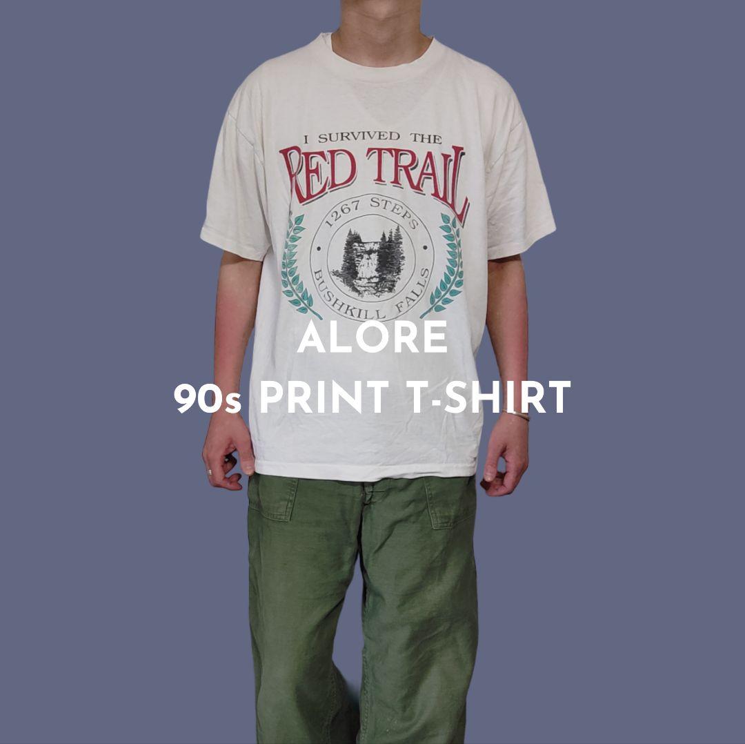 VINTAGE 80-90s L Print T-shirt -ALORE-