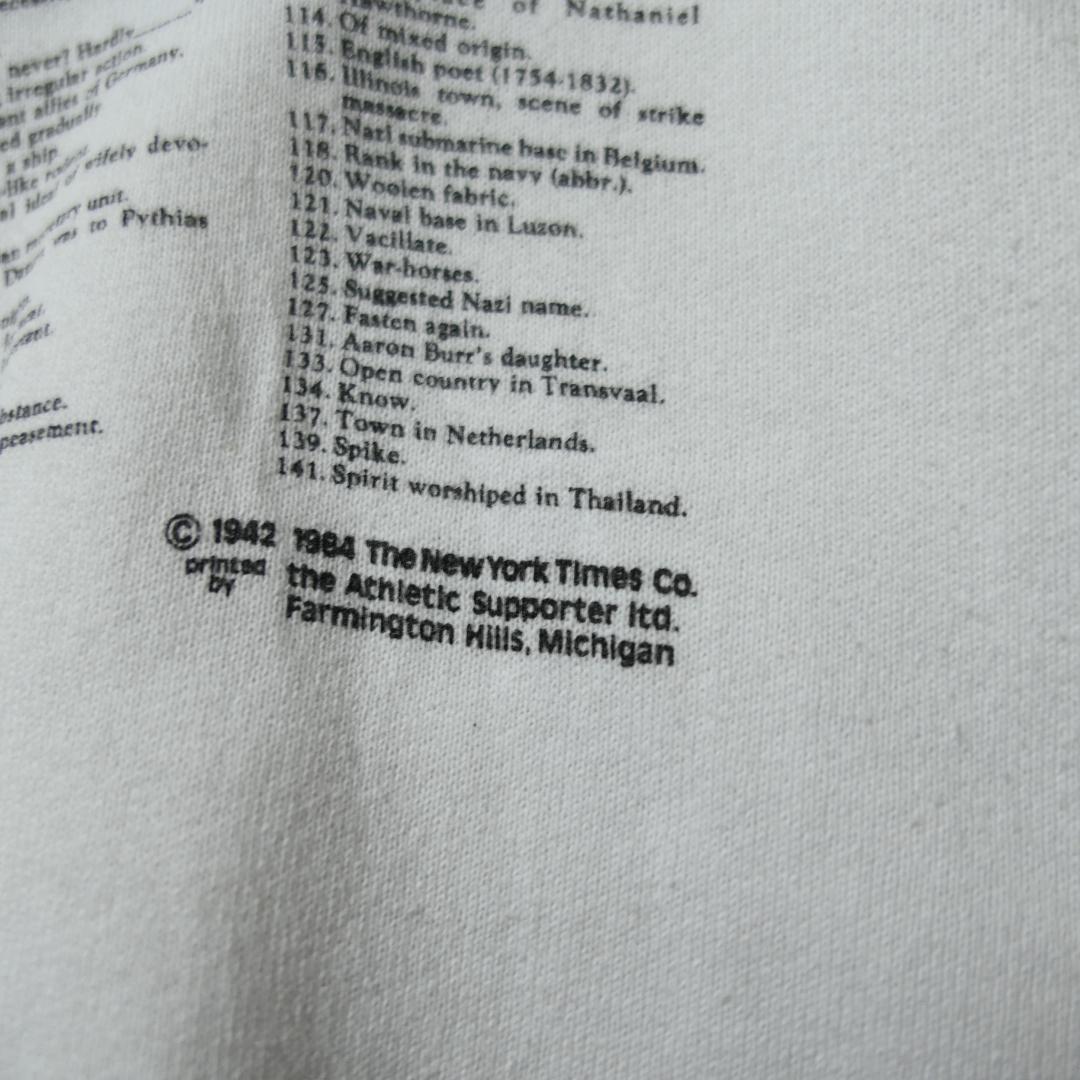 VINTAGE 80s L Newspaper Print Sweat "Crossword Puzzle" -New York Times-