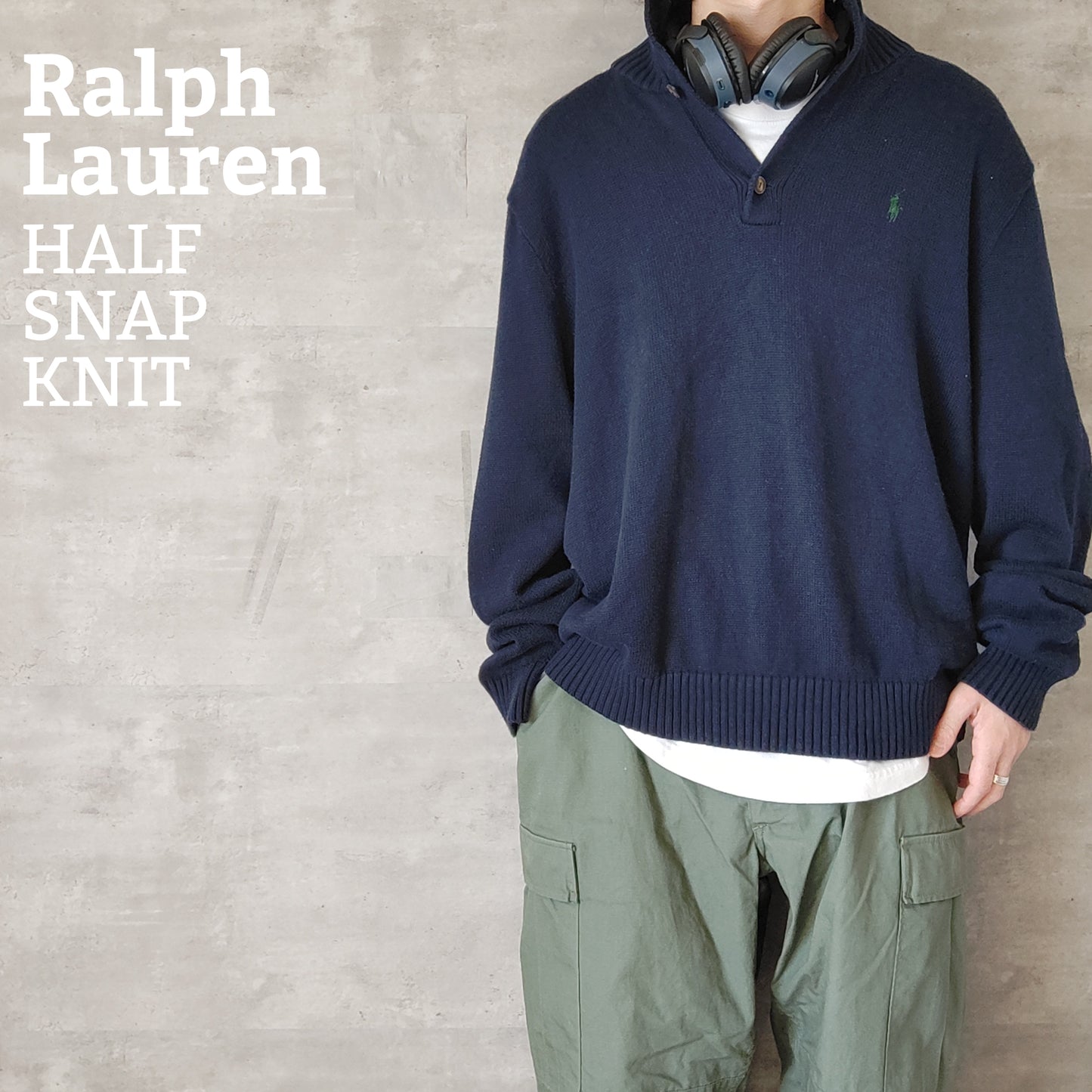 [RalphLoren] halfsnap knit