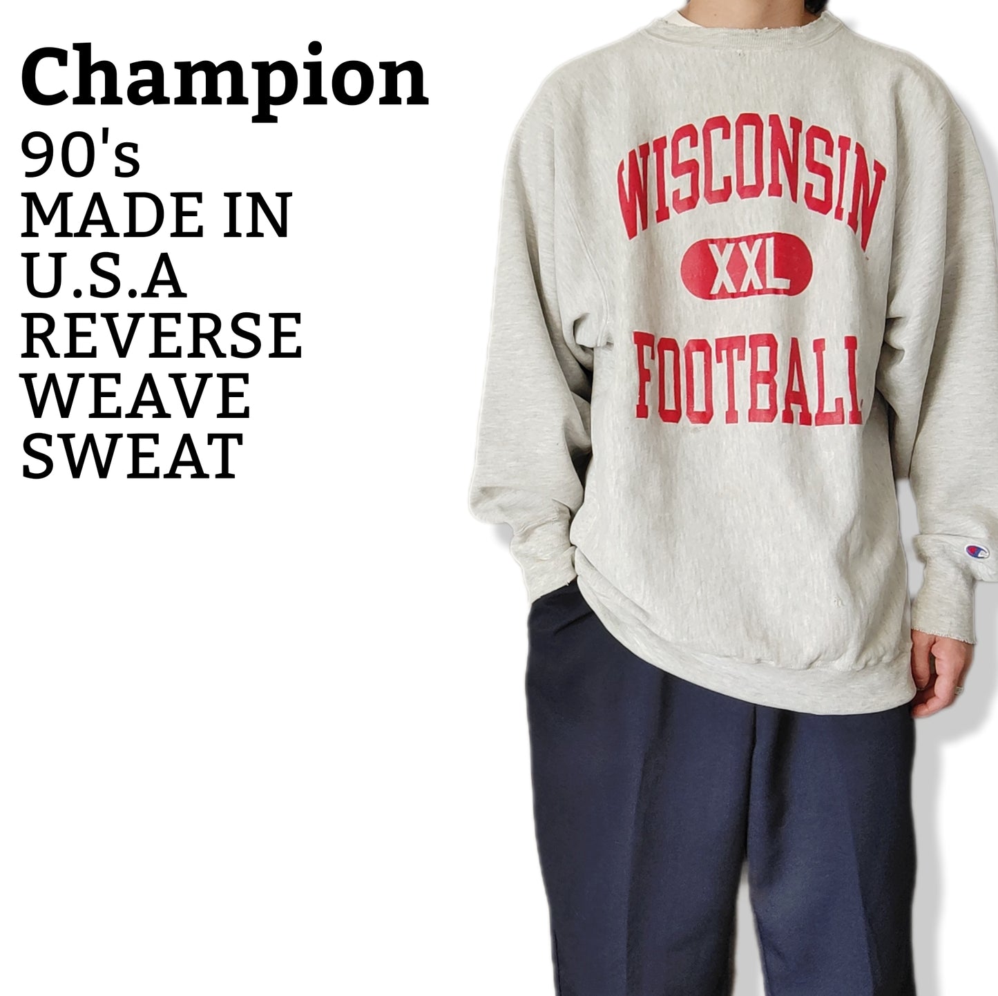 [Champion] 90's reverse weave sweat, made in U.S.A