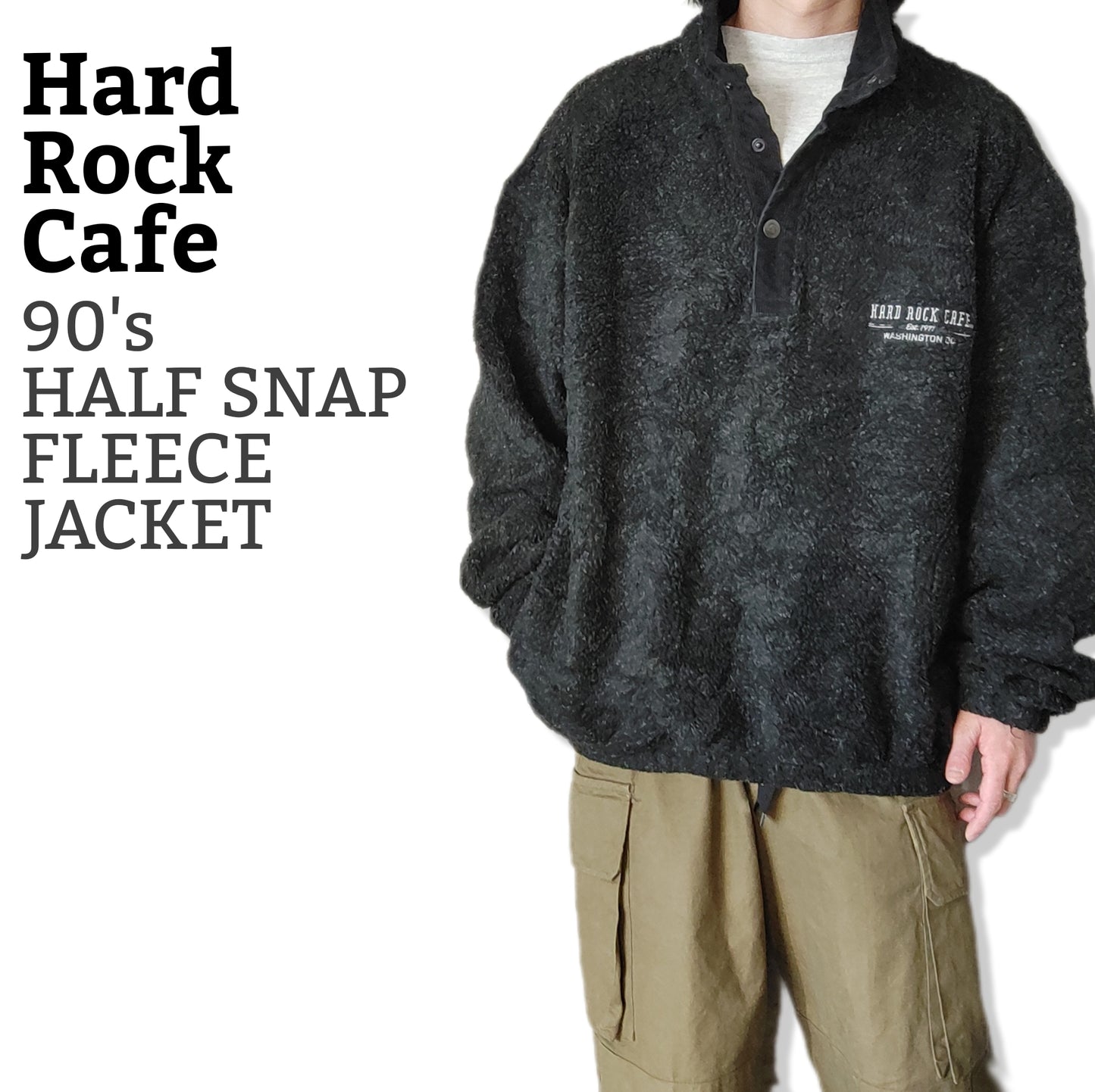 [HardRockCafe] half snap fleece jacket