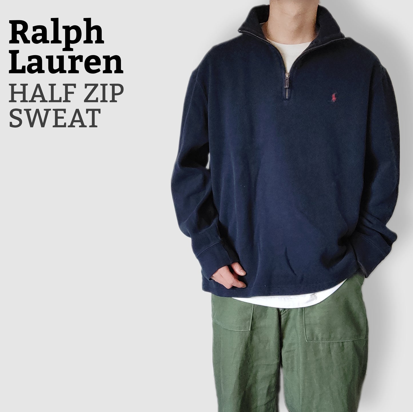 [RalphLoren] half zip sweat