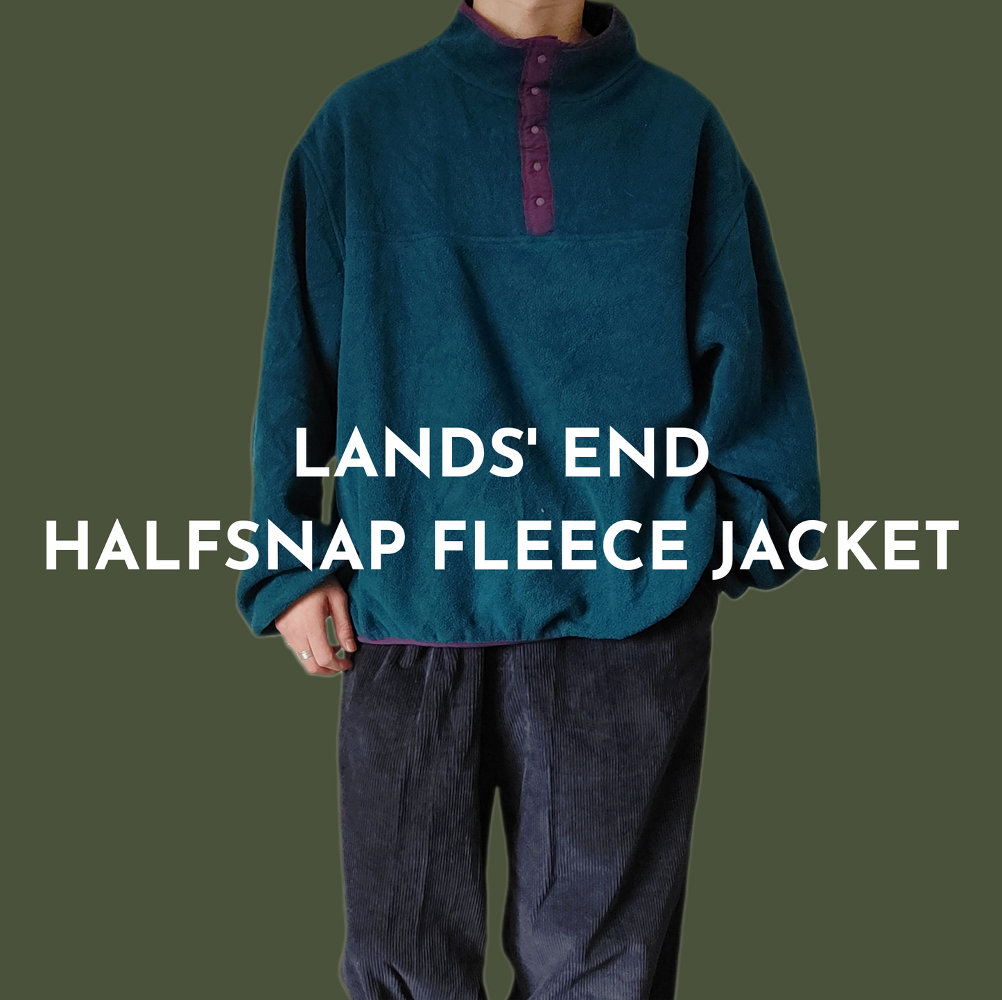 [LANDS' END] half snap fleece jacket, made in U.S.A