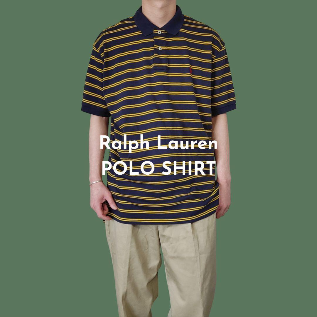 [RalphLoren]  border polo shirt / L