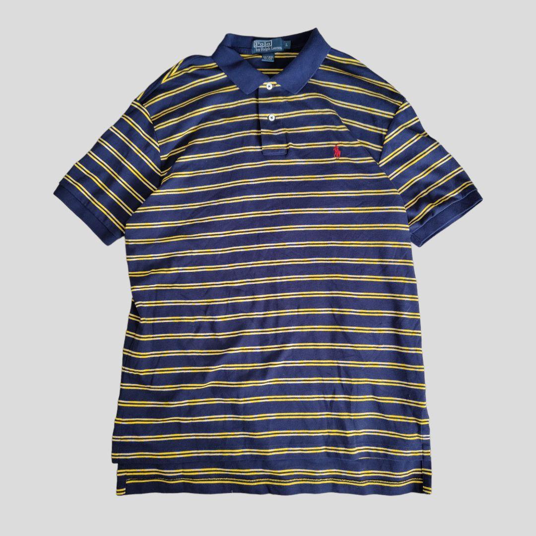 [RalphLoren]  border polo shirt / L