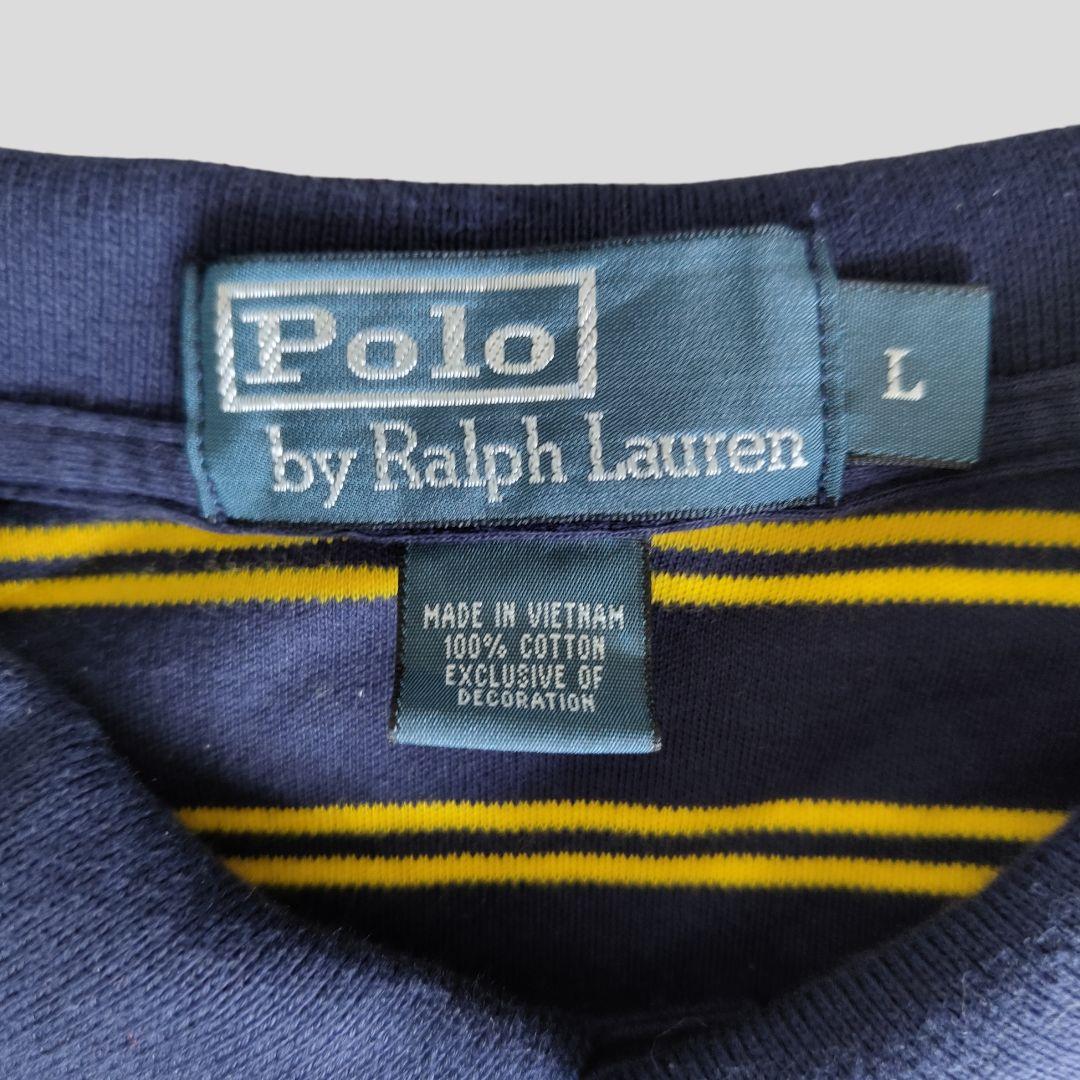 [RalphLoren]  border polo shirt / L
