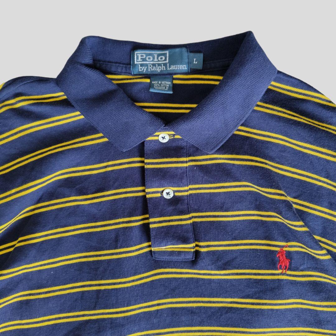 [RalphLoren]  border polo shirt / L