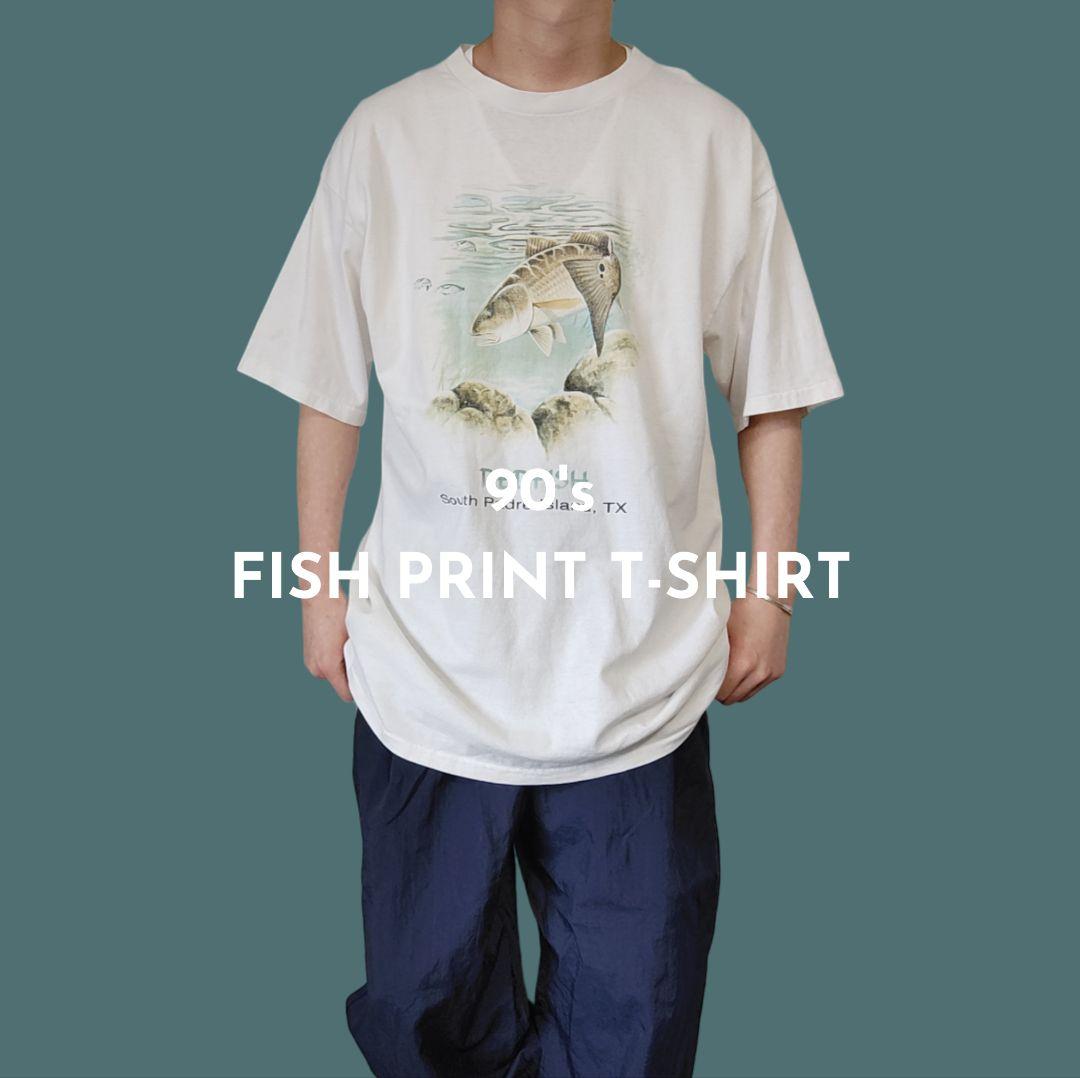[All Sport] 90s fish print t-shirt / XL