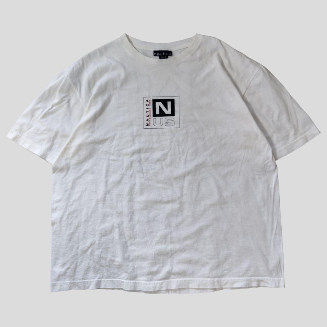 [NAUTICA] 90s made in USA, print t-shirt / XL