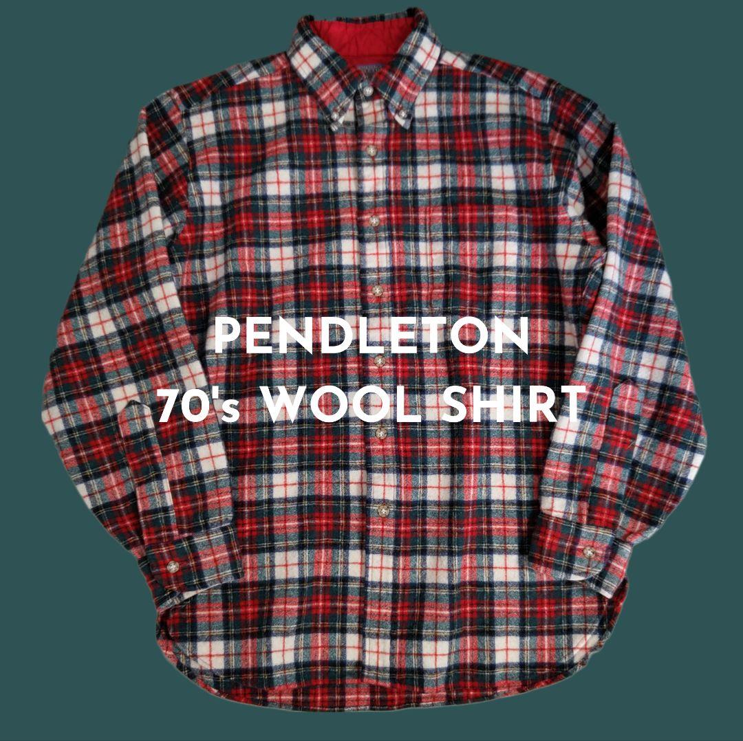 [PENDLETON] 70's vintage wool shirt, made in USA / M