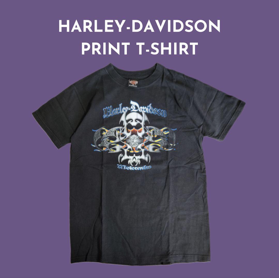 [HARLEY DAVIDSON] print t-shirt, made in USA / M