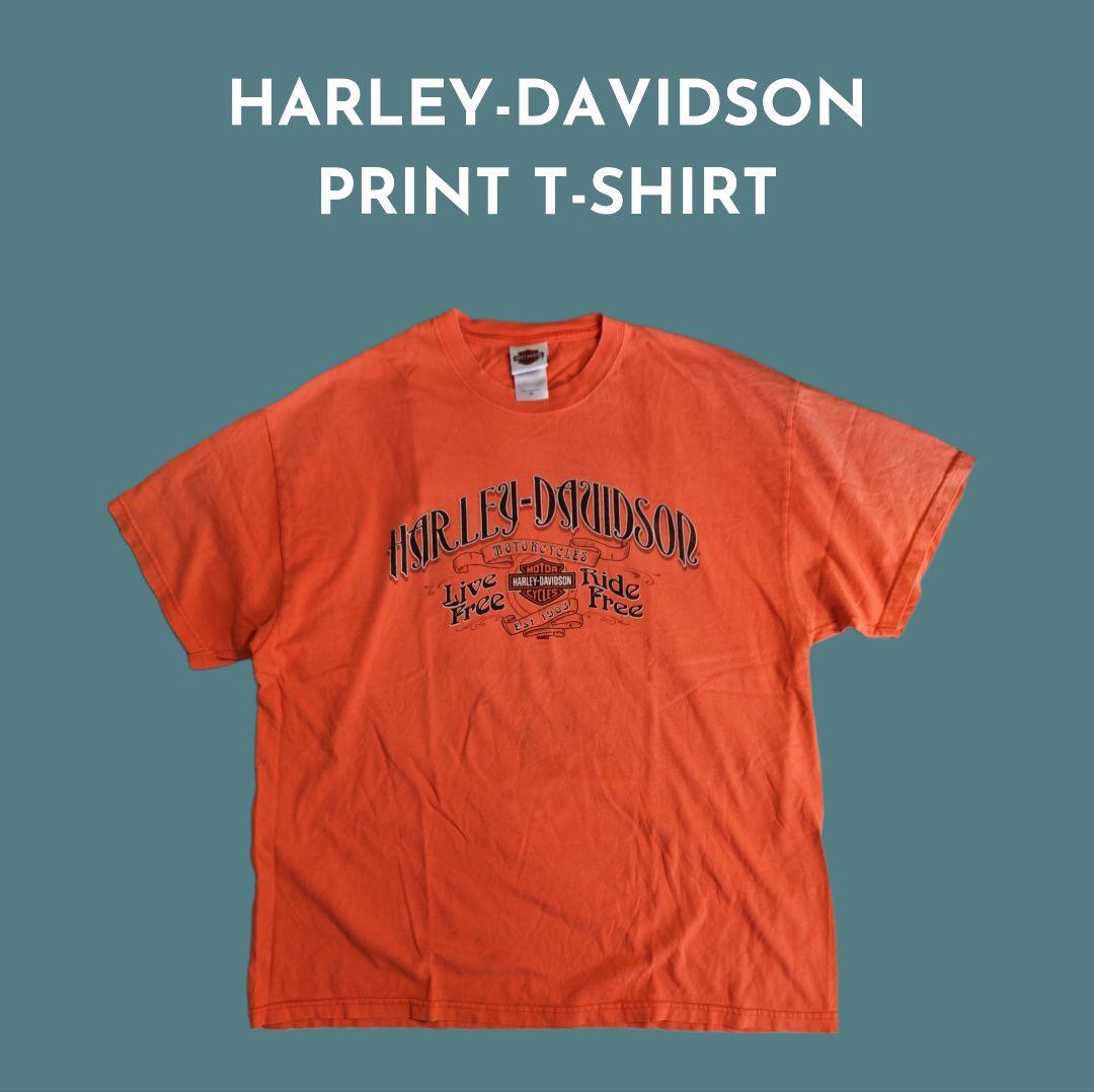 [HARLEY DAVIDSON] print t-shirt , made in USA / XL