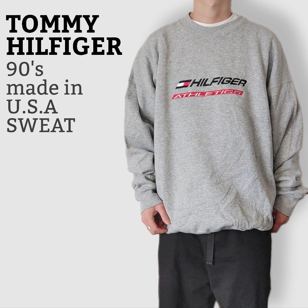 [TOMMY HILFIGER] 90s logo sweat, made in USA